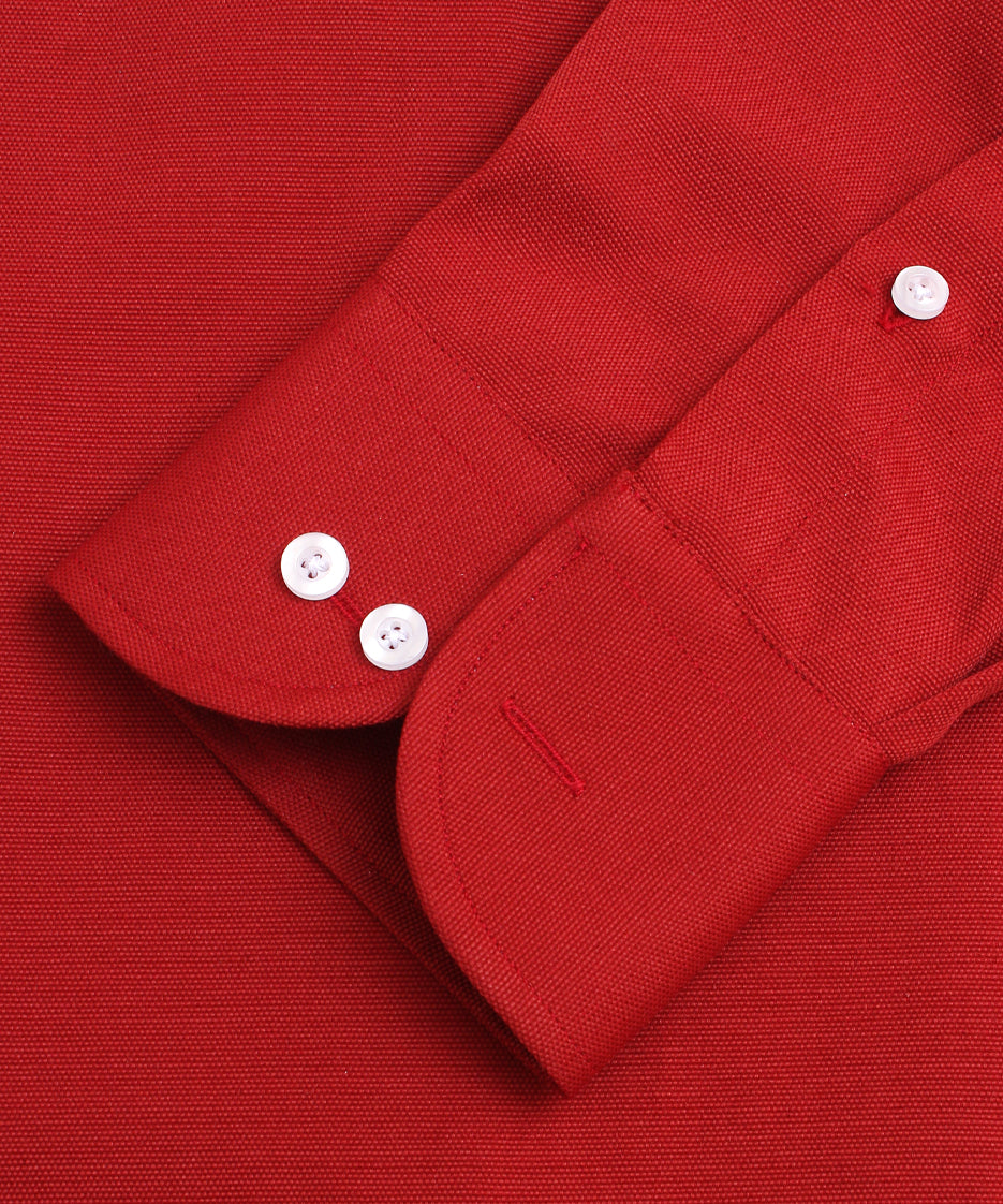 RED SELF TEXTURED FORMAL SHIRT