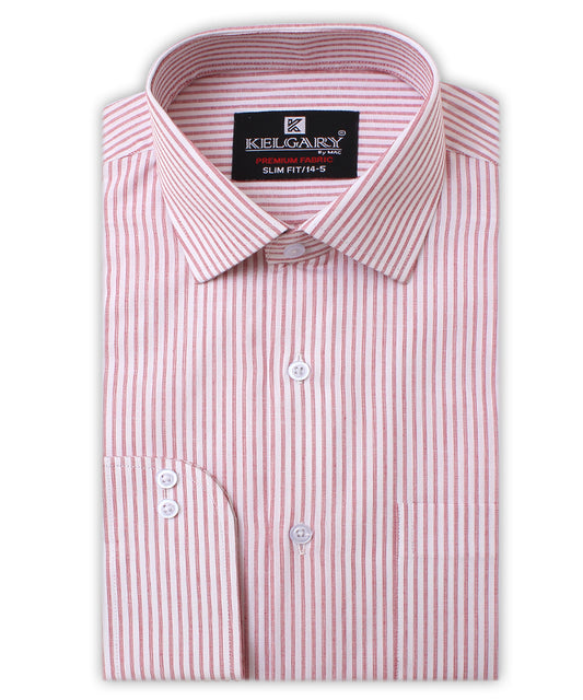 DARK PINK STRIPES FORMAL SHIRT