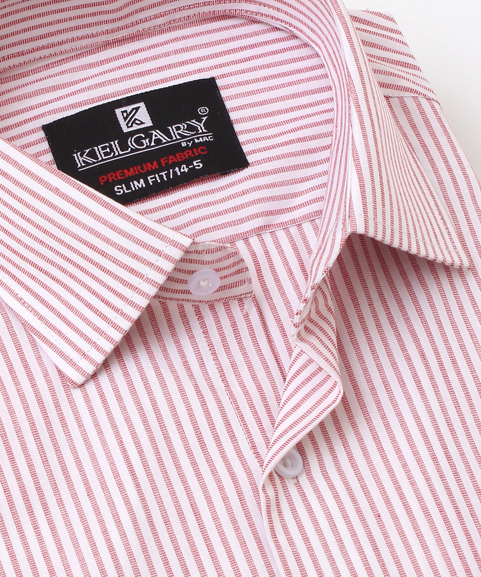 DARK PINK STRIPES FORMAL SHIRT