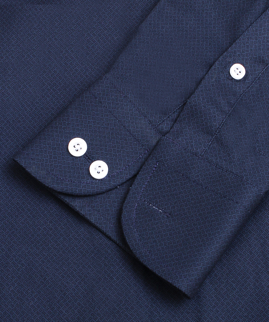 DARK BLUE SELF TEXTURED FORMAL SHIRT