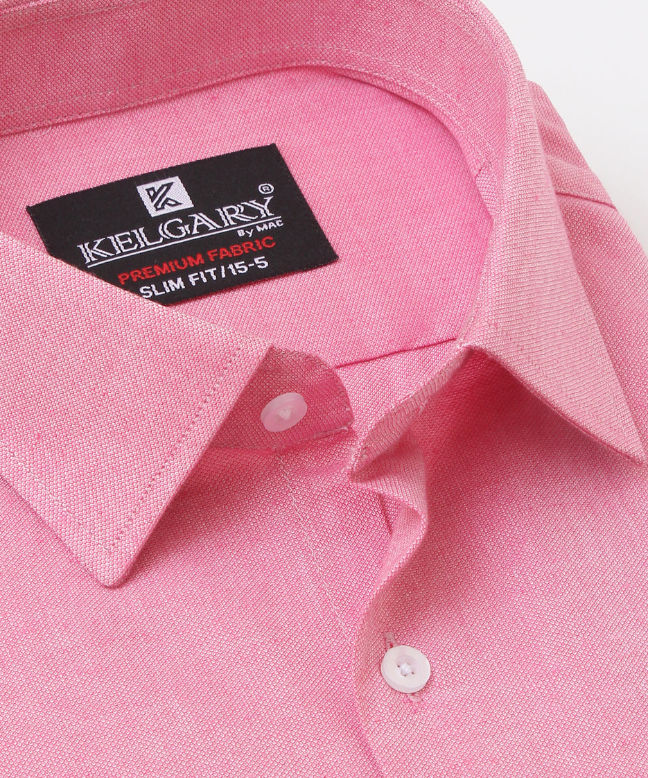 PINK SELF TEXTURED FORMAL SHIRT