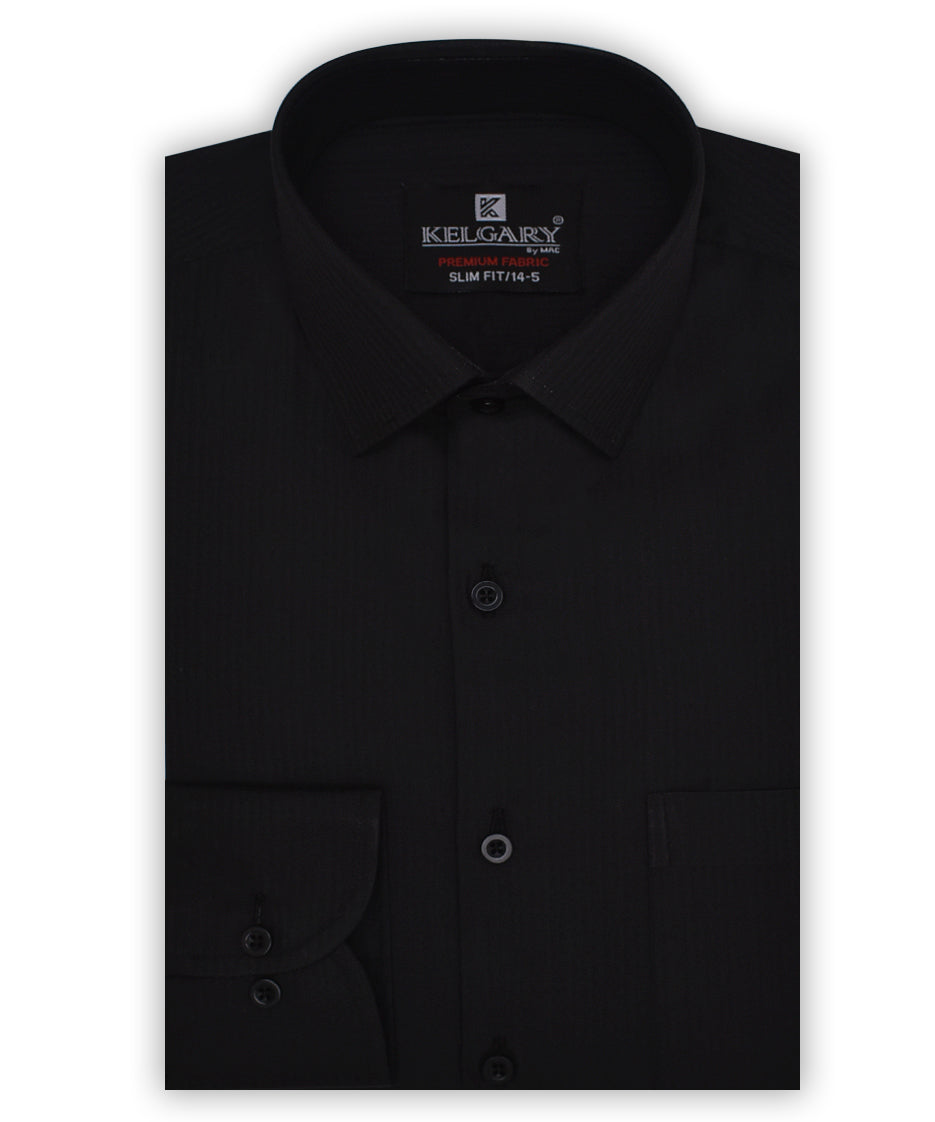 BLACK LINING SELF TEXTURED FORMAL SHIRT