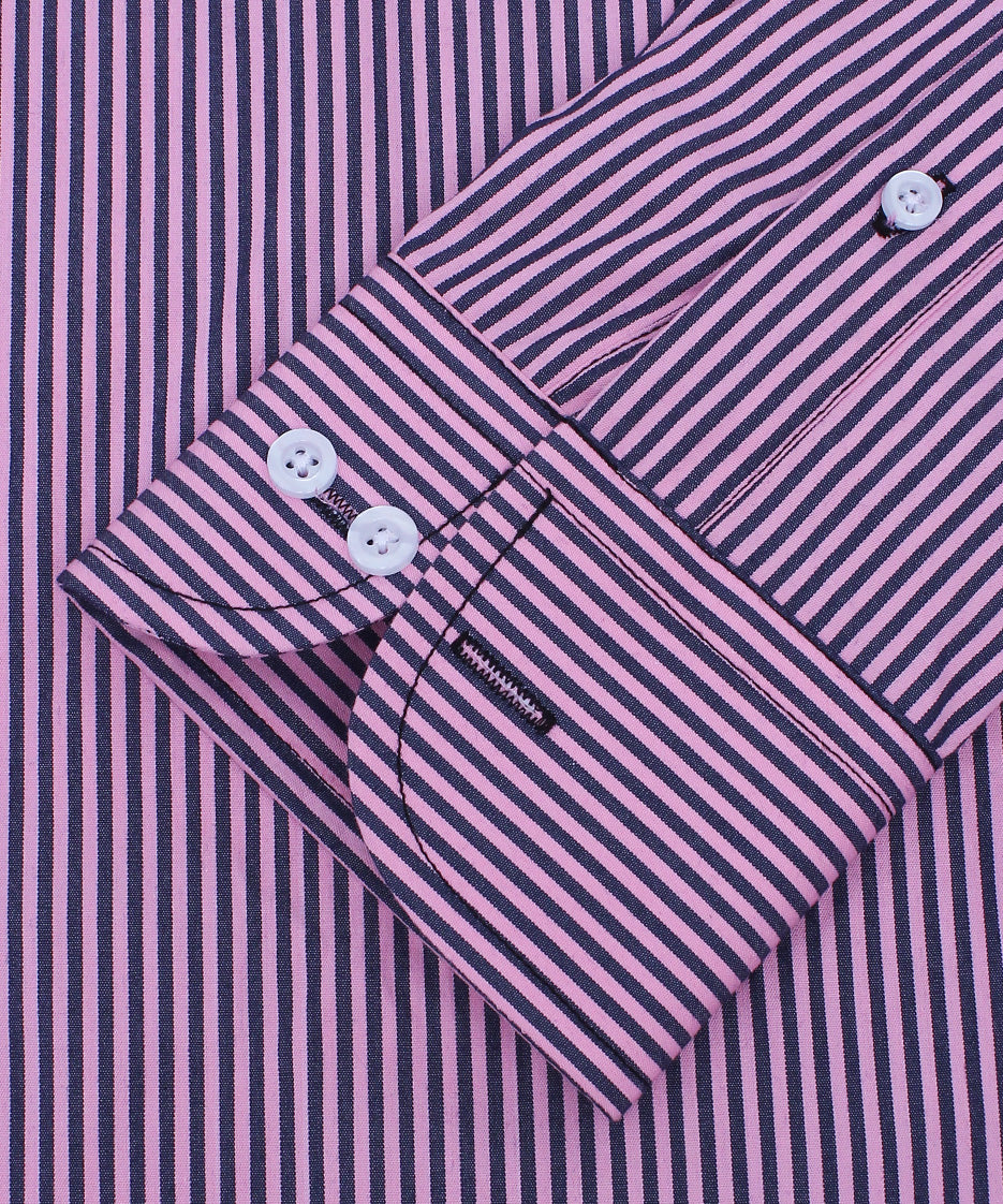 PINK WITH BLACK LINING FORMAL SHIRT