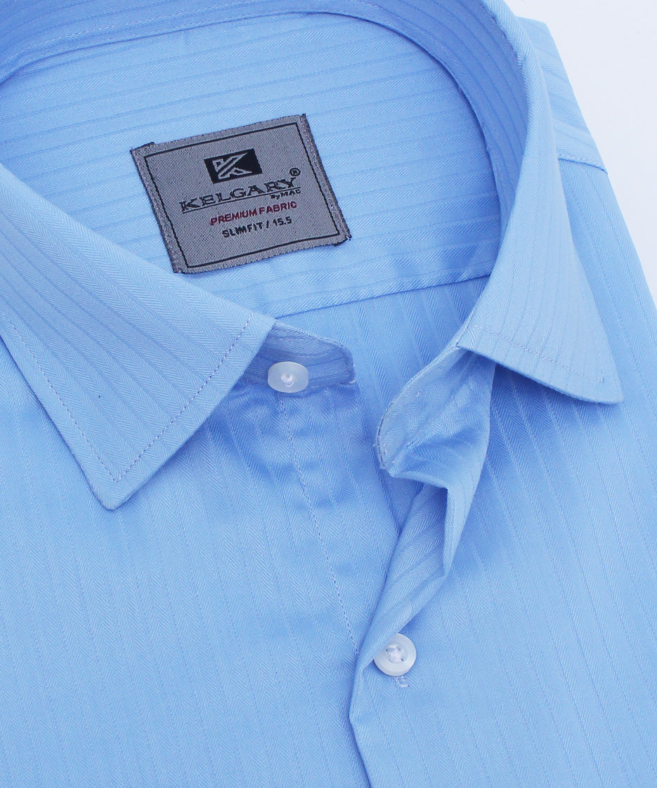 BLUE SELF STRIPES FORMAL SHIRT