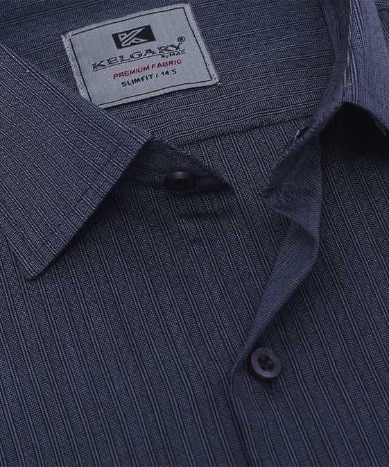 CHARCOAL SELF STRIPES FORMAL SHIRT