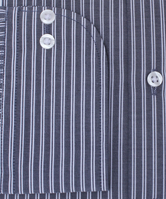 GREY WITH WHITE DUAL STRIPES FORMAL SHIRT