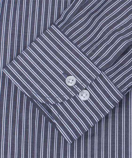 GREY WITH WHITE DUAL STRIPES FORMAL SHIRT