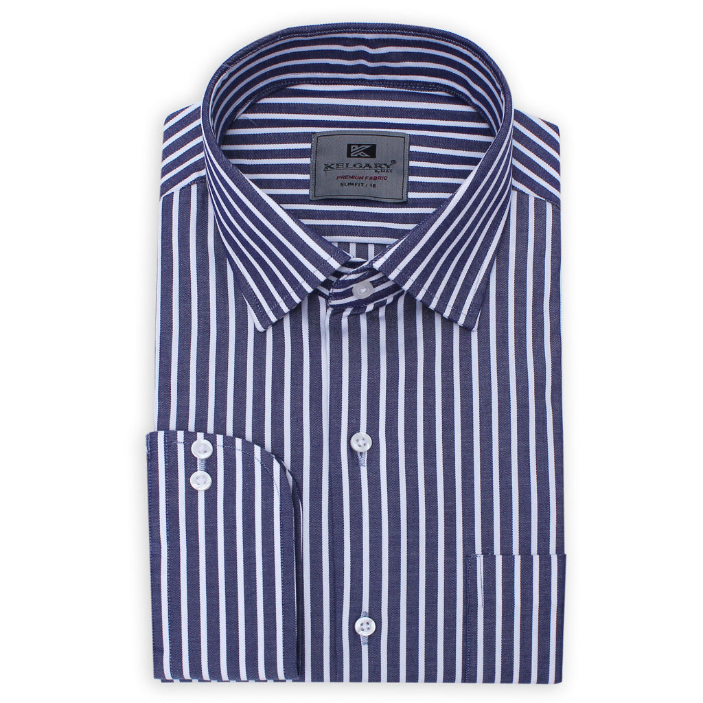 BLUE AND WHITE STRIPES FORMAL SHIRT