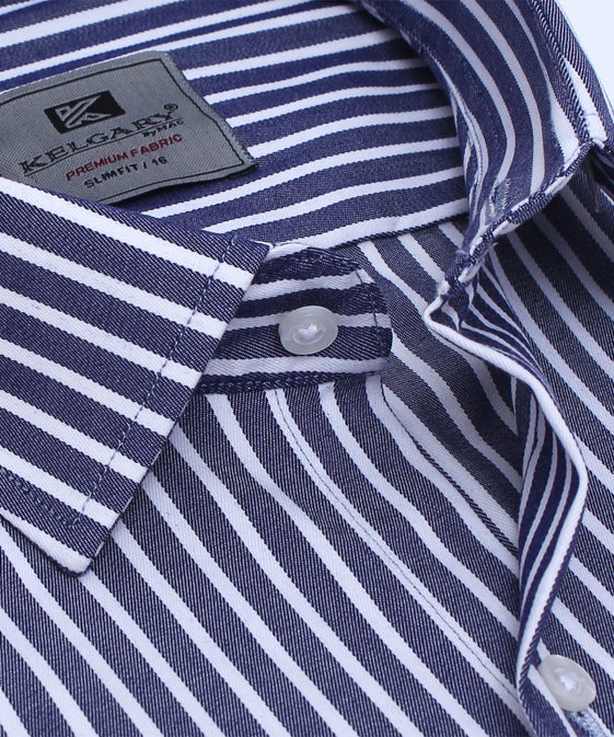 BLUE AND WHITE STRIPES FORMAL SHIRT