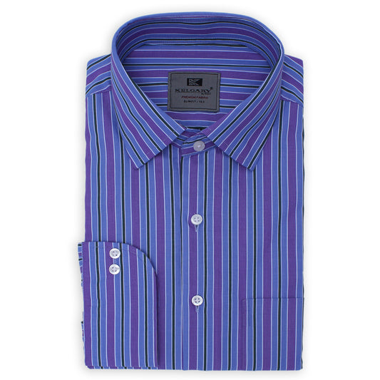 BLUE WITH PURPLE KING STRIPES FORMAL SHIRT