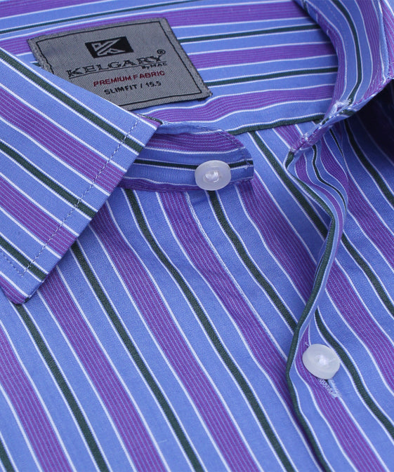 BLUE WITH PURPLE KING STRIPES FORMAL SHIRT