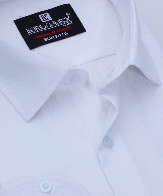 WHITE SELF TEXTURE FORMAL SHIRT