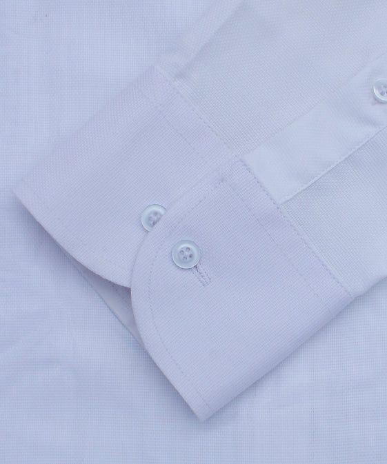 WHITE SELF TEXTURE FORMAL SHIRT