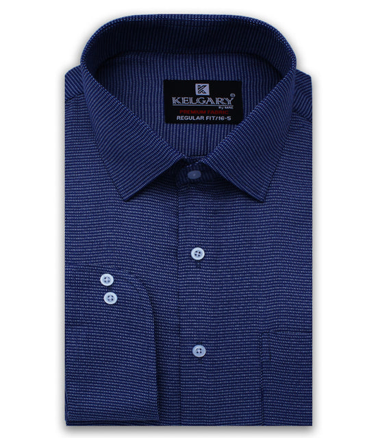 DARK BLUE SELF DOTTED FORMAL SHIRT