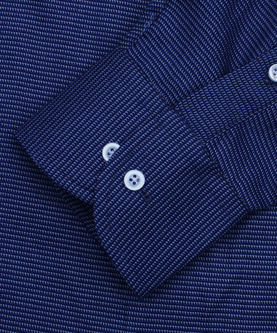 DARK BLUE SELF DOTTED FORMAL SHIRT