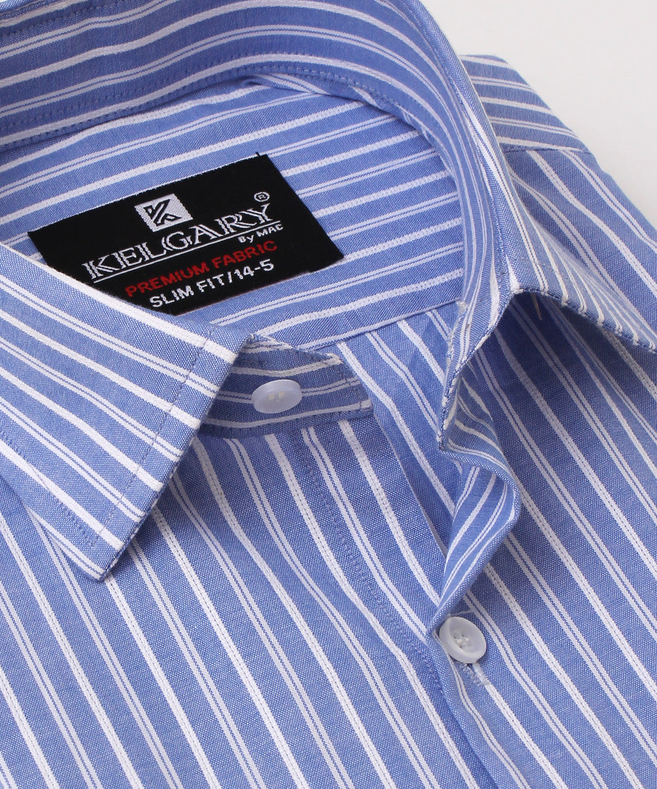 SKY WHITE  STRIPES FORMAL SHIRT