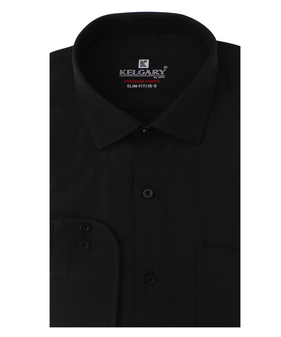 BLACK SELF TEXTURED FORMAL SHIRT