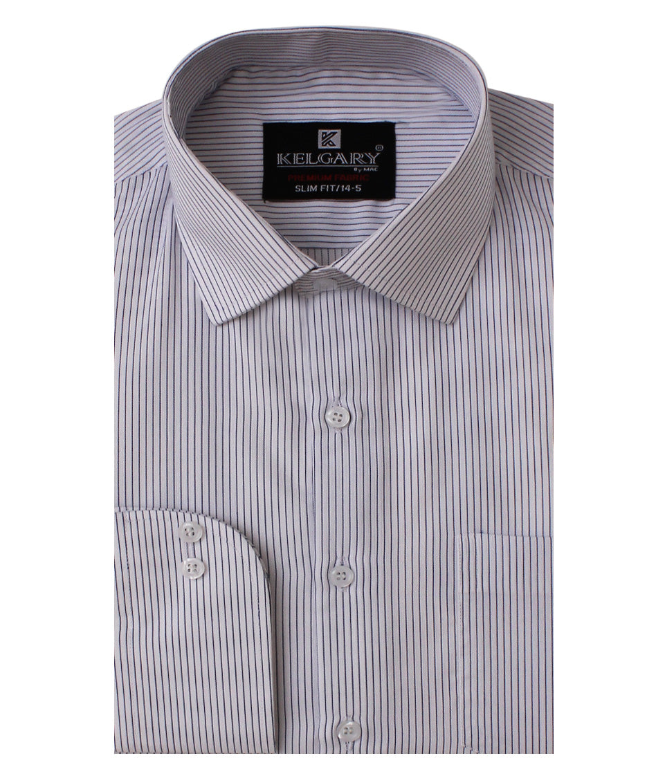 WHITE WITH ROYAL BLUE LINING FORMAL SHIRT