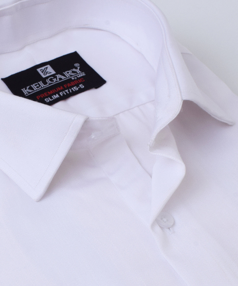 WHITE PLAIN SHINE LOOK FORMAL SHIRT