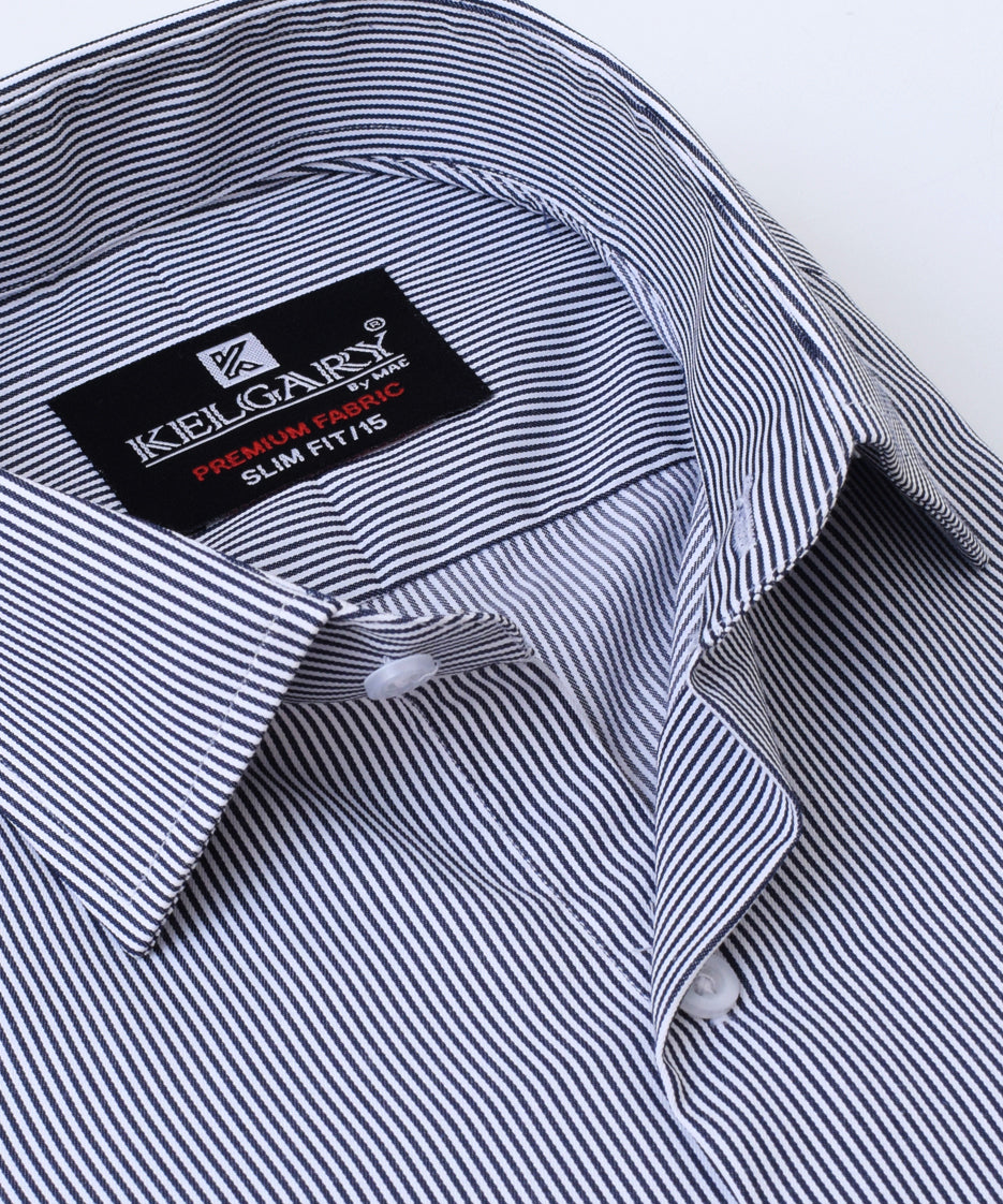 BLACK WHITE LINES FORMAL SHIRT