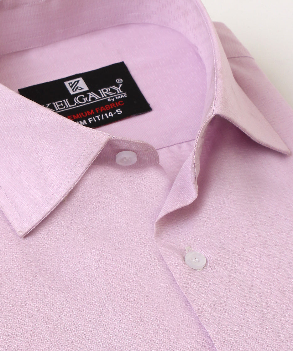 PINK FLARE SELF TEXTURED FORMAL SHIRT