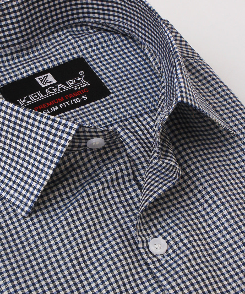 BLACK AND BLUE CHECK FORMAL SHIRT