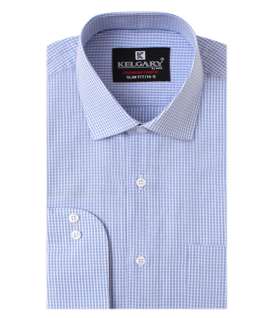 ROCK BLUE CHECK FORMAL SHIRT