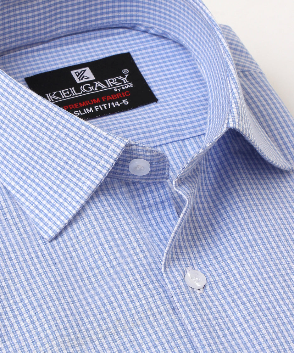 ROCK BLUE CHECK FORMAL SHIRT