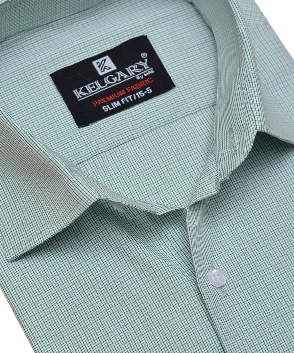 Green Mini-Check Formal Shirt