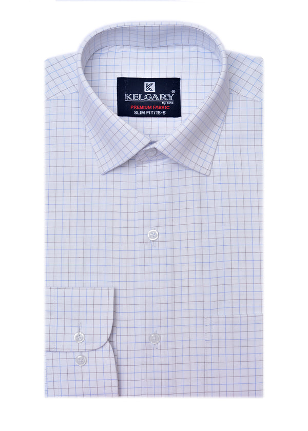 WHITE MULTI CHECK FORMAL SHIRT